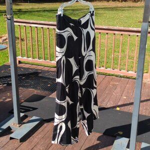 Eloqui Wide Leg Palazzo Pants Sz 18 Groovy Rayon Flowy Elastic Waist Beach Coast